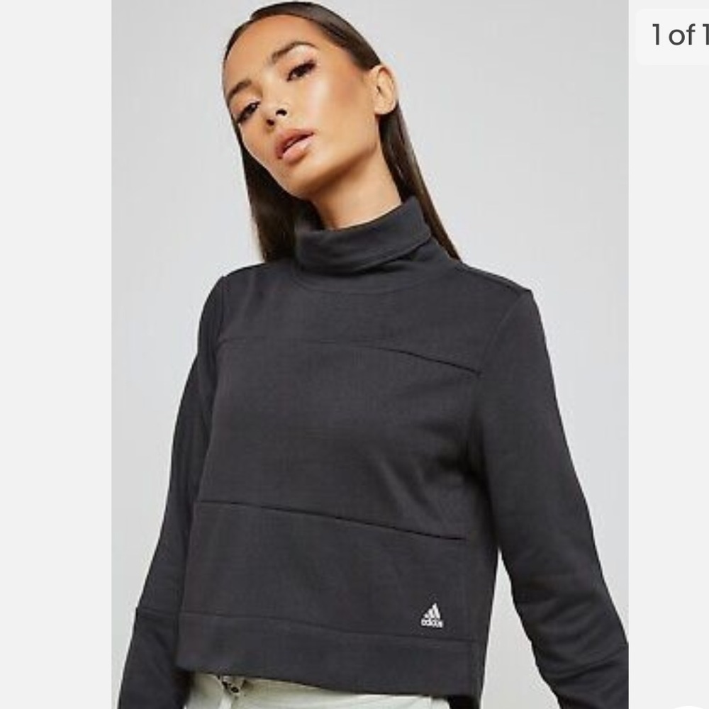Adidas Women's Sport2 Street Pullover Turtle Neck  Sweatshirt Black Size S